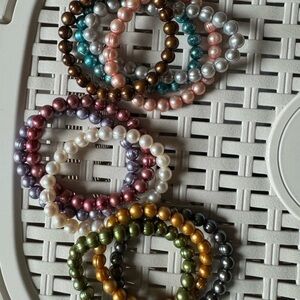 Set of 10 multicolor Honora pearl elastic bracelets